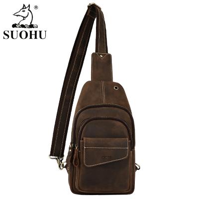 China Fasion In Stock Custom Cross - Body Leather Designer Outdoor Sports Travel OEM Men's Cross Over Body Pocket Front Shoulder Sling Chest Bag for sale