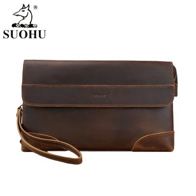 China RFID SUOHU Classic Wallet Wholesale Crazy Horse Rfid Leather Long Wallets Leather Men Clutch Bag for sale