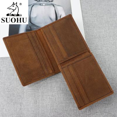 China 2021 New Arrival Quality Mens RFID Wallet Custom Vintage Crazy Horse Leather Wallet for sale