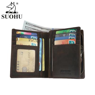 China SUOHU RFID High Capacity Zipper Man Short Wallet Leather Custom Rfid Wallet For Men for sale