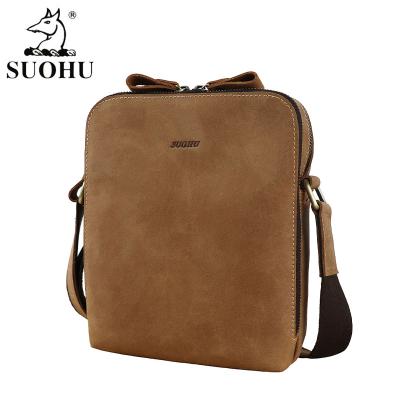 China High Quality Leather Body Bag To Bag Men Cross Daily Life Crazy Horse Shoulder Bag High Capacity Man Messenger Bag for sale