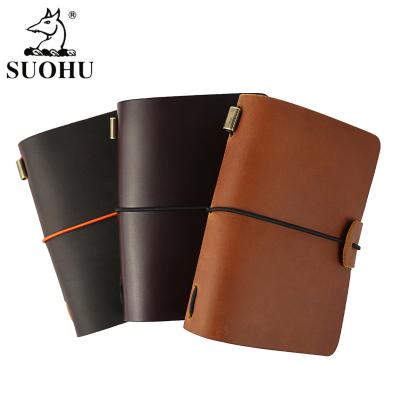 China Custom Logo Planner Leather Notebook Printed Debossed Soft Black Crazy Horse Luxury Business Stationary Hardcover Book for sale