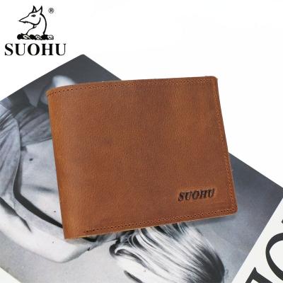 China Hot Sale Amazon RFID Minimalist OEM RFID Blocking Custom Bifold With Coin Pocket Wallet Manufacturer Slim Genuine Leather Men's Wallet for sale