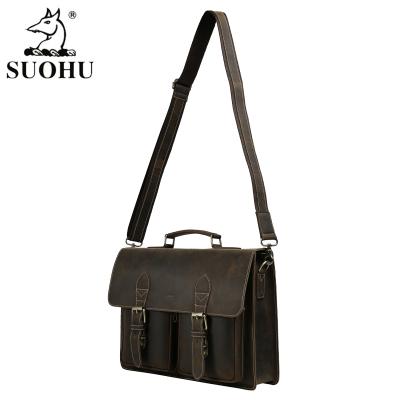 China Fashion Wholesale Custom Mens Messenger Bags Genuine Leather Cross - Body Bags Shoulder Briefcase For Male for sale