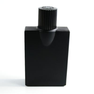 China Eco-Friendly Square Recyclable Beautiful Black Glass Rectangle Empty Luxury Perfume Bottles 100ml For Men for sale