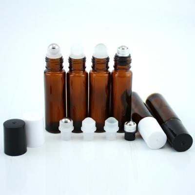 China Amber Clear Blue Roll On Personal Care Bottles 10ml For Essential Oil Glass Bottle for sale