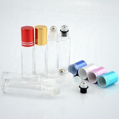 China Personal Care 10ml Clear Roll On Glass Transparent Bottles for sale