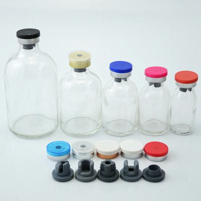 China 10ml/20ml/30ml/50ml/100ml Eco-friendly Molded Sterile Glass Antibiotic Glass Vials Injection Bottle With Rubber Stopper And Flip Off Cap for sale