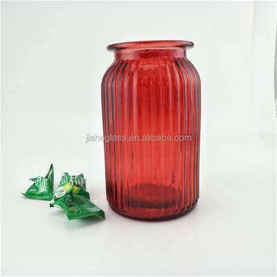 China China Glass Red Round Glass Tall Vase For Flower Or Candy for sale