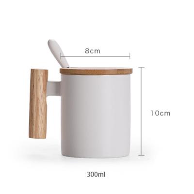 China Sustainable Creative Mug 300ml Ceramic Coffee Mug With Bamboo Lid for sale