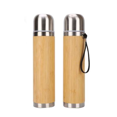 China Sustainable Double Wall Insulated Custom Vacuum 304 stainless steelt Thermos Bamboo Water Boots for sale