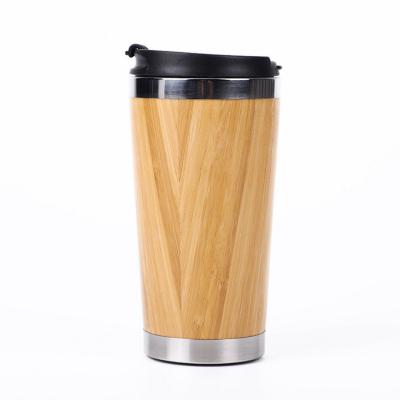 China 450ml Tumbler Coffee Travel Tumbler Car Mug Sustainable Bamboo Wholesale Bamboo Travel Insulated Coffee Mug for sale