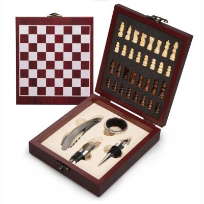 China Viable Wooden Box With Chess Wine Tools Accessories International Kit Wine Cork Opener for sale