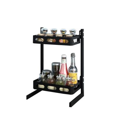 China Double Layer Rack Kitchen Spice 2 Tier Large Capacity Rack Shelf Organizer Countertop Kitchen Spice Rack Viable Organizer for sale