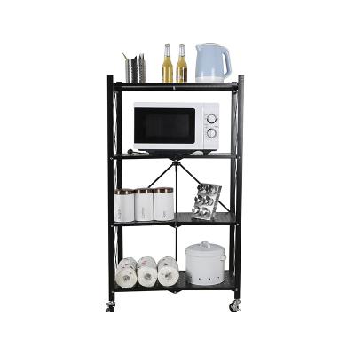 China Durable Utility Shelf Heavy Duty Garage Storage Organization Rack Foldable 3-Tier Storage Shelves On Wheels for sale