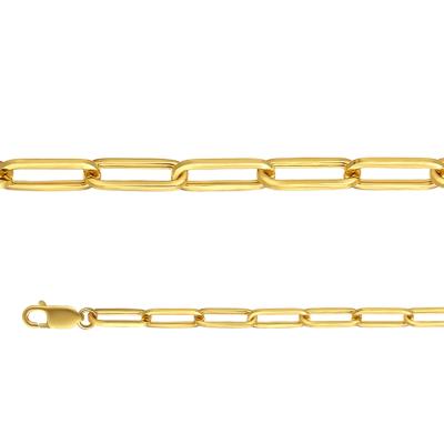 China 18K Solid Gold Factory Mades Hollow Long 4D Atmosphere Chain Men Solid 14k Paper Clip Plated Gold Chain for sale