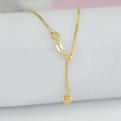 China 18K solid gold made in box adjustment gold octagonal V-shaped heart long chain pure real china solids jewelry for sale