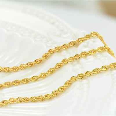 China CLASSIC Professional Factory Pure 18k Roll Necklace Triangle Hollow Rope Gold Plated 18 Carat Gold Chain for sale