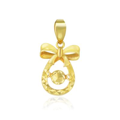 China Classic Style Bow Shape Solid 18k Gold Hardware Jewelry Golden Necklace Pendant For Women for sale