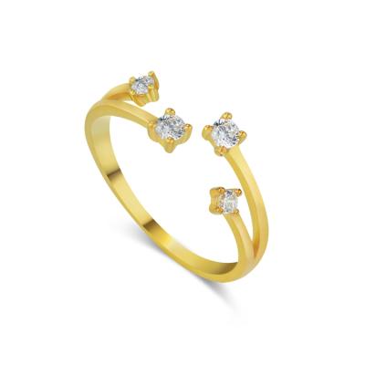 China Vintage Brand 18k Solid Gold Hardware 1.7g Women's Ring With Clear Cubic Zircon for sale