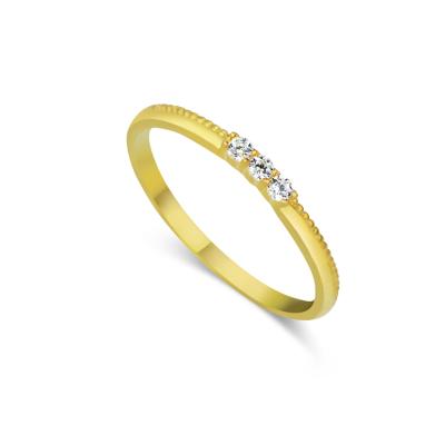 China Large Vintage Brand Custom 18k Solid Gold Material Gold Ring With Clear Cubic Zircon for sale