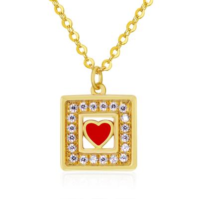 China Factory Price CLASSIC Heart Square Plated Pendants Fashion Personality Texture Gold Necklaces for sale