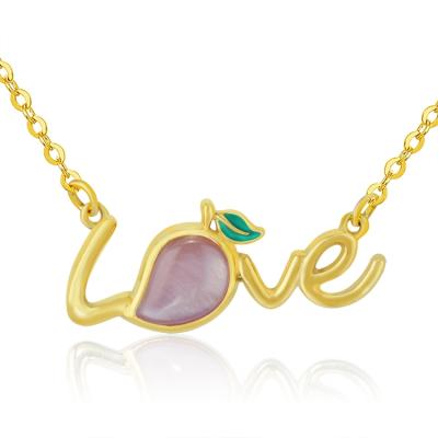 China Cute 925 Sterling Silver Love Mango Shell Necklaces Stone Gold Plated Necklace For Gifts for sale