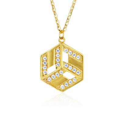 China CLASSIC Trendy Geometric Gold Hexagon Pendant Necklaces For Women For Ladies Zircon for sale