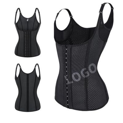 China Viable Plus Size Amazon 9 Bone Steel Waist Trainer Vest Corset Adjustable Latex Body Shaper for sale