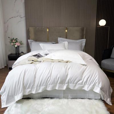 China 100% Cotton Hotel Nondisposable White Color 300TC Flat Sheet Duvet Cover Linen Set for sale