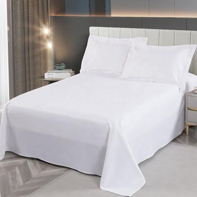 China Nondisposable Hotel Sheet Set Wholesale White Plain 100% Egyptian Cotton Flat Sheet Fitted Sheet Pillowcase Bedding Set for sale