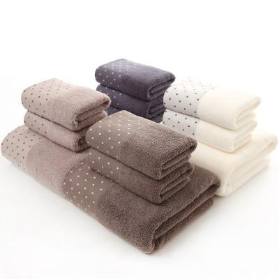 China Gift Hypoallergenic Towel Set 100% Egyptian Cotton Bath Towel Solid Color 70x140cm Dobby Border Cotton Towel Set for sale