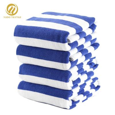 China 100% Cotton Bath Towel Blue And White Compressed Egyptian Large Size Hotel Towel Beach Towels Stripe Towels for sale