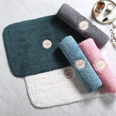 China Factory Supply Cotton Viable 100% Plush Towel Blanket Logo Customized Non Slip Floor Mat Hotel Shower Mat for sale