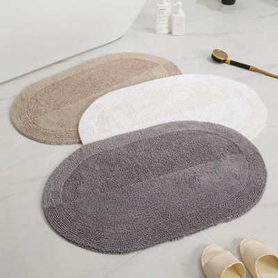 China Viable Bilateral Machine Washable 100% Cotton Terry Mat Round Shape Floor Mat Non Slip Towel Rug for sale