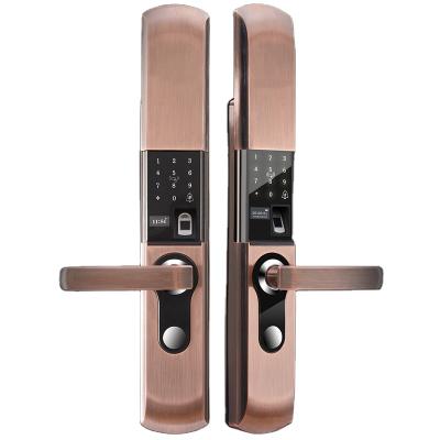 China Waterproof Smart Home/Office/Hotel/Hospital/School APP WIFI Door Lock Aluminum Fingerprint Interior Digital Handle With Smart Key Graffiti Lock for sale