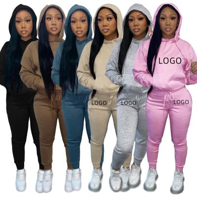 China Sustainable Custom Sweat Suit Set 2022 Winter Autumn Apparel Workout Sweatsuit 2 Two Piece Set Custom Hoodie Women Private Label Sweat Suits for sale