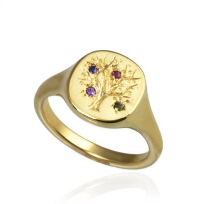 China Sterling Janice SS20 Sterling Jewelry Tree of Life Anniversary Stone Silver Colored Seal Ring For Women for sale