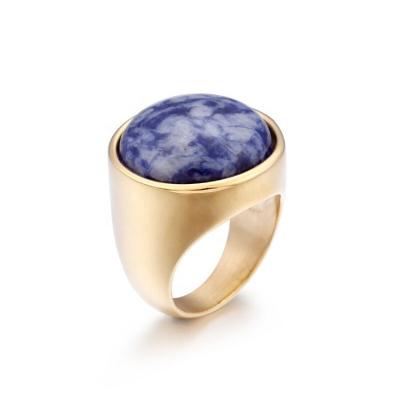 China Wholesale Custom Janice Jewelry Fashion Gold Stainless Steel TRENDY Tail Ring Seal Gemstone Tigereye Seal Ring for sale