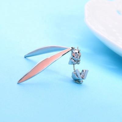 China Pink Cute Creative Cute Enamel Jewelry Janice's Long Rabbit Drop Earrings Rabbit Earring Set And Earring for sale