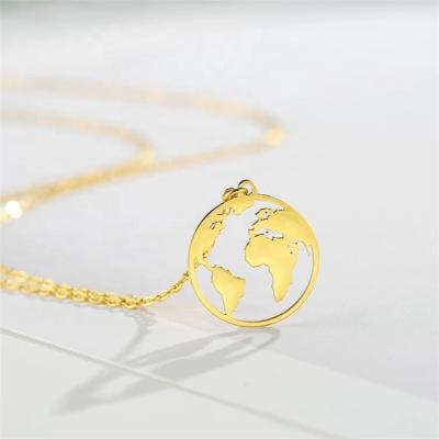 China JANICE JEWELRY JEWELRY Vintage Jewelry World Origami Gold Minimalist Map Map Stainless Steel JANICE Pendant Necklace For Women for sale