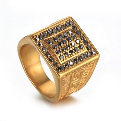 China FASHIONABLE Diamond Ring Mens Black Gold Pinkish Ring for sale