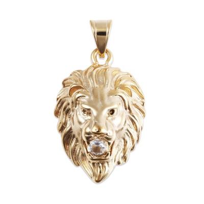 China Classic Master Necklace 18 Carat Gold Jewelry Set Stainless Steel Hip Hop Rapper Lion Pendant For Men And Women for sale