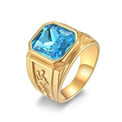 China TRENDY Stainless Steel Men's Cast Jewelry with 18k Gold Gemstone Rings for sale