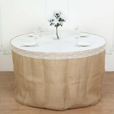 China Plain Reusable Luxury Banquet Table Skirt Round Table Cloth Skirt For Wedding Birthday Party for sale