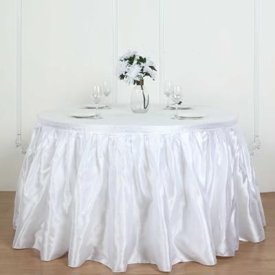 China Reusable Reusable Pleat Satin Round Decorative Table Skirt for Wedding and Event for Table Skirt for sale