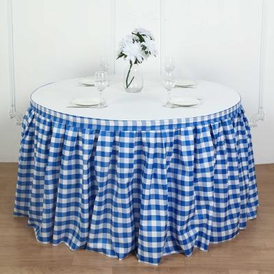 China Reusable satin table skirt table skirt 3D rosette decoration event party restaurant skirting designs for wedding for sale