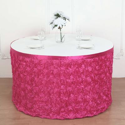 China Reusable Polyester Satin Fabric Table Skirt Fancy Polyester Plain Weave Skirting Pleats Elegant Dressing for sale