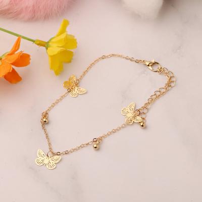 China Wholesale Fashion Stainless Steel Foot Ornament Butterfly Gold Ladies Woman Handmade Anklet Chain Pendant for sale