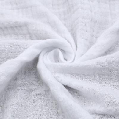 China Non-fluorescence anti-static cheap AZO free organic cotton factory price white muslin fabric for baby blanket for sale